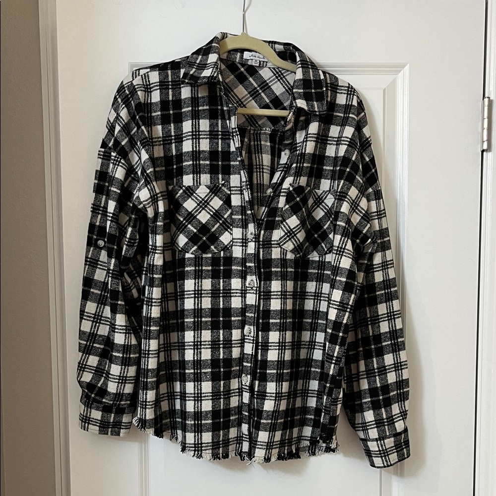 White Birch Monochrome Plaid Button Down Shirt